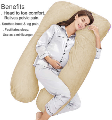 WONGVO Luxurious Imported Velvet Microfibre Solid Pregnancy Pillow Pack of 1(Creem)