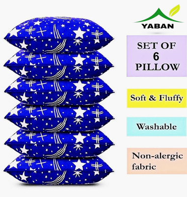 YABAN LUXURY Polyester Fibre Abstract Sleeping Pillow Pack of 6(Blue)