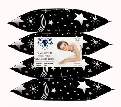 SANJU BROTHER LUXURY Microfibre Solid Sleeping Pillow Pack of 4(Black)