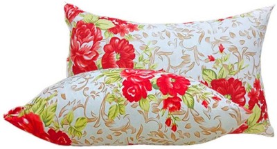 PALVIT Microfibre Abstract Sleeping Pillow Pack of 2(RED FLOWER)