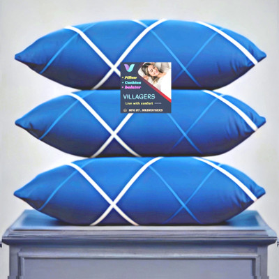 Tecsun LUXURY Microfibre Abstract Sleeping Pillow Pack of 3(Blue)