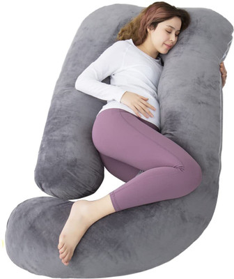 softac Polyester Fibre Solid Pregnancy Pillow Pack of 1(Grey)