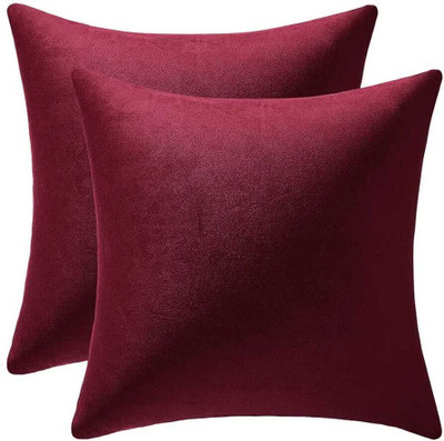 Khusi Microfibre Solid Sleeping Pillow Pack of 2(DARK RED)