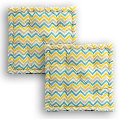 ESSAN FABRIX Premium Polyester Fibre Geometric Floor Cushion Pack of 2(ZIG ZAG)