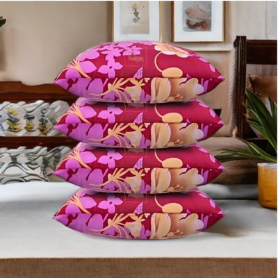 CATHROL Microfibre Abstract Sleeping Pillow Pack of 4(Pink)