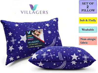 VILLAGERS Polyester Fibre Sleeping Pillow Pack of 2 Abstract LUXURY(Blue)
