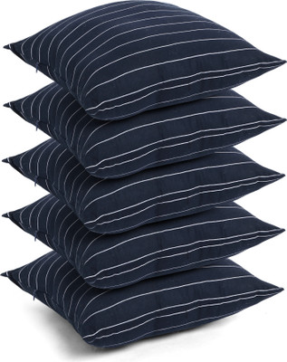 Vcuitt BLUE LINE Microfibre Solid Cushion Pack of 5(Blue)