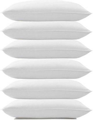 LIPONOS LUXURY Polyester Fibre Solid Sleeping Pillow Pack of 6(White)