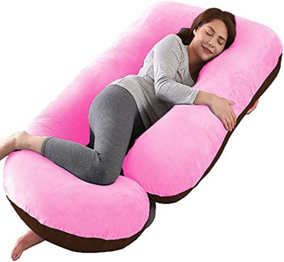 Mojo J SHAPE Polyester Fibre Solid Pregnancy Pillow Pack of 1(Pink-Brown)