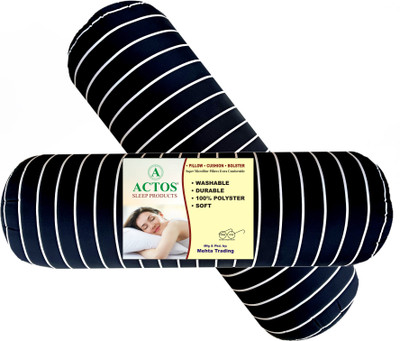 ACTOS Microfibre Stripes Bolster Pack of 2(Black)