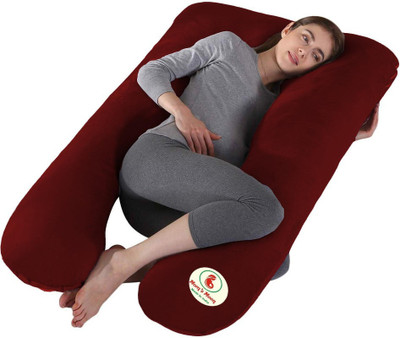 Mom's Moon Premium Ultar Soft U Shaped Microfibre Solid Pregnancy Pillow Pack of 1(Maroon)