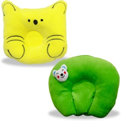 Chinmay Kids Cotton Animals Sleeping Pillow Pack of 2(Yellow, Green)