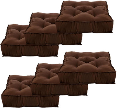 KUBER INDUSTRIES Microfibre Solid Chair Pad Pack of 6(Brown)