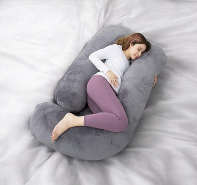 THUKRAN Polyester Fibre Pregnancy Pillow Pack of 1 Solid(Grey)