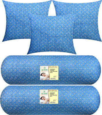 ACTOS Microfibre Bolster Pack of 5 Floral 3 Cushion 2(Light Blue)