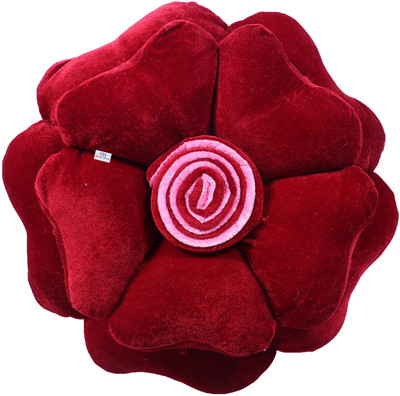 Heart Home Rose Shaped Cushion Microfibre Solid Cushion Pack of 1(Red)