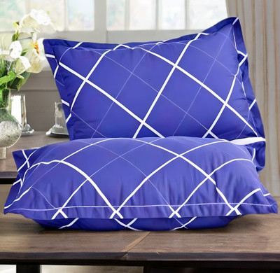 LIPONOS LUXURY Microfibre Solid Sleeping Pillow Pack of 2(Blue)