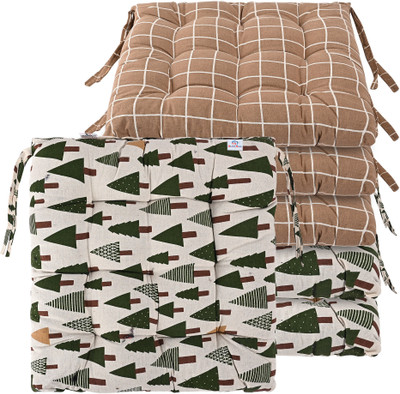 HOMESTIC by Kuber Industries Microfibre Abstract Chair Pad Pack of 6(Brown, Green)