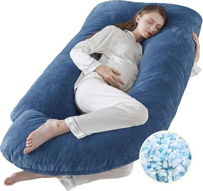 dyf ultra soft j shaped Polyester Fibre Solid Pregnancy Pillow Pack of 1(Blue)