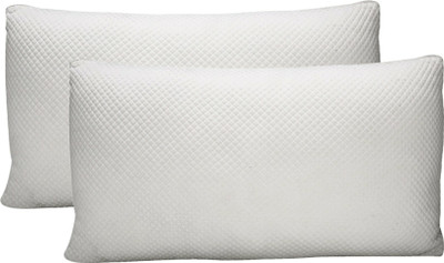 Papaya Polyester Fibre, Microfibre Sleeping Pillow Pack of 2 Geometric Knitted Microfibre sleeping adjustable pillow with zip(White)