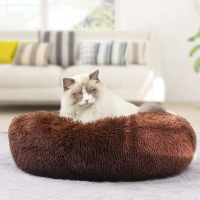 Zexsazone Round donut pet bed Polyester Fibre Animals Sleeping Pillow Pack of 1(Coffee)