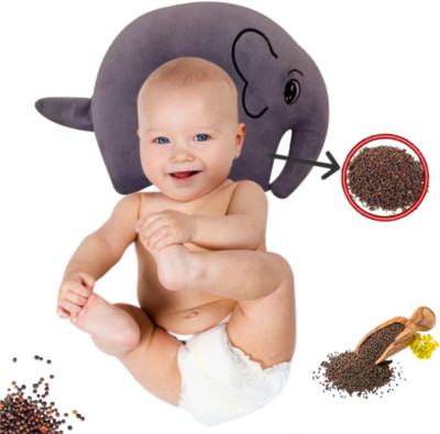 Ducudu Mustard Seeds Animals Baby Pillow Pack of 1(Grey)