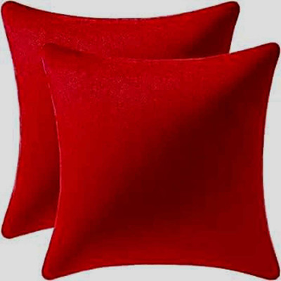 Khusi Microfibre Solid Sleeping Pillow Pack of 2(Red)