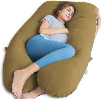 THUKRAN U Shape Polyester Fibre Solid Pregnancy Pillow Pack of 1(Brown)