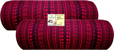 ACTOS Round Microfibre Geometric Bolster Pack of 2(Maroon, Black5)