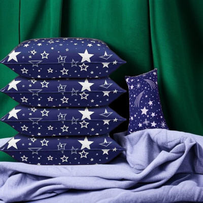 fulffystyl Microfibre Sleeping Pillow Pack of 5 Solid luxury(Blue)