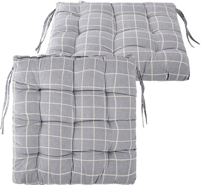 KUBER INDUSTRIES Microfibre Abstract Chair Pad Pack of 2(Grey)