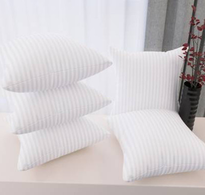Flipkart SmartBuy Microfibre Stripes Cushion Pack of 5(White)
