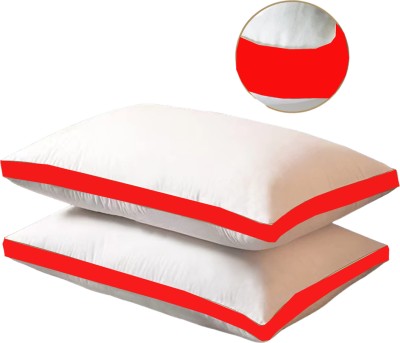 SIROKI BOND Microfibre Solid Sleeping Pillow Pack of 2(White-Red)