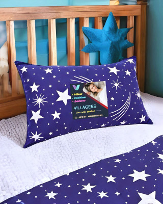 VILLAGERS Polyester Fibre Abstract Sleeping Pillow Pack of 1(Blue)