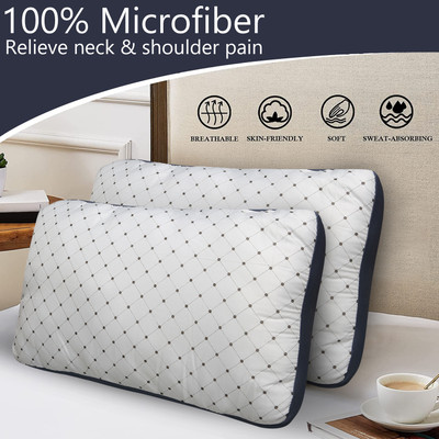 JDX Supereb Quality Polyester Fibre Polka Sleeping Pillow Pack of 2(White)