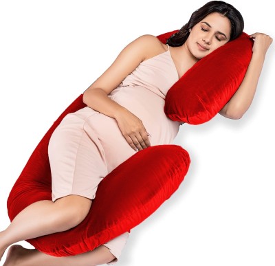 Daddy Cool Full Body C Shaped velvet Microfibre Solid Pregnancy Pillow Pack of 1(Red)