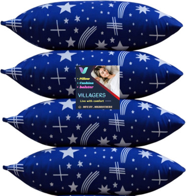 VILLAGERS Blue Star Microfibre Abstract Sleeping Pillow Pack of 4(Blue)