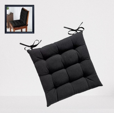 THM Microfibre Solid Chair Pad Pack of 1(Black)
