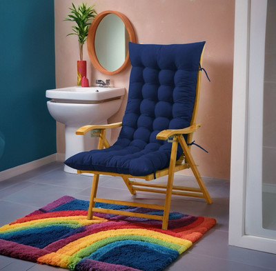 SOFT SNOOZE Microfibre Chair Pad Pack of 1 Solid Soft(Blue)