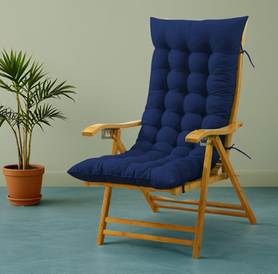 SOFT SNOOZE Microfibre Chair Pad Pack of 1 Solid Soft(Blue)