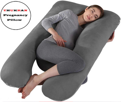 THUKRAN U Shape Microfibre Solid Body Pillow Pack of 1(Grey)