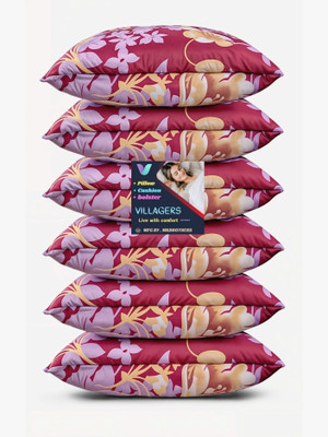 VILLAGERS LUXURY Polyester Fibre Abstract Sleeping Pillow Pack of 6(Pink)