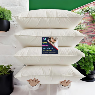 Tecsun LUXURY Polyester Fibre Solid Sleeping Pillow Pack of 4(White)