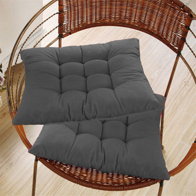 Hundur Store Microfibre Solid Chair Pad Pack of 2(Grey)