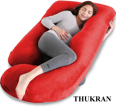 THUKRAN J Shape Polyester Fibre Solid Pregnancy Pillow Pack of 1(Red)
