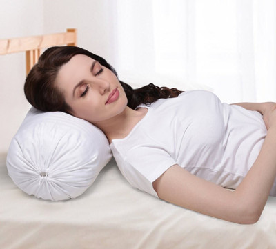 ACZO FEEL Microfibre Abstract Bolster Pack of 2(White-Bolster-01)
