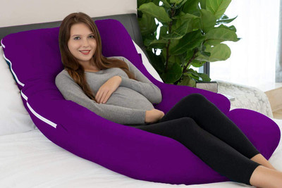 WINX ultra soft j shaped Polyester Fibre Solid Pregnancy Pillow Pack of 1(Purple)