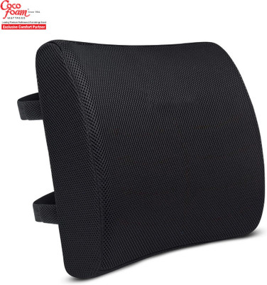 Cocofoam Back Support Memory Foam Solid Lumbar Pillow Pack of 1(Black)