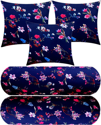 Swikon star Microfibre Floral Sleeping Pillow Pack of 5(Blue)