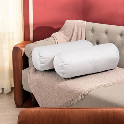 Urmila Creation Polyester Fibre Solid Bolster Pack of 2(White)